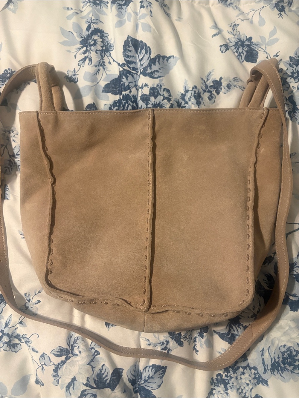 The Sak Suede Crossbody Bag in Beige Tan